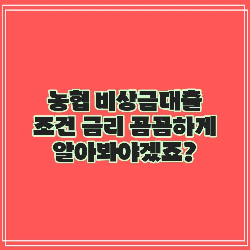 농협 비상금대출 조건 금리 꼼꼼하게 알아봐야겠죠?