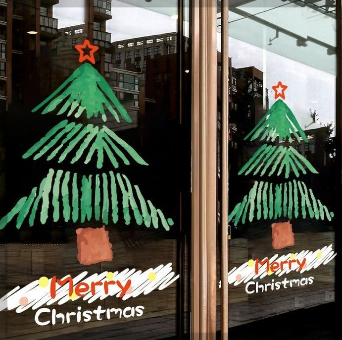 최화정 크리스마스 트리 스티커 창문 정전기 시트지