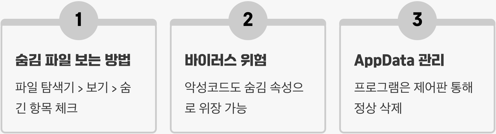 윈도우의 '숨김 파일 및 폴더'에는 무엇이 들어있을까?