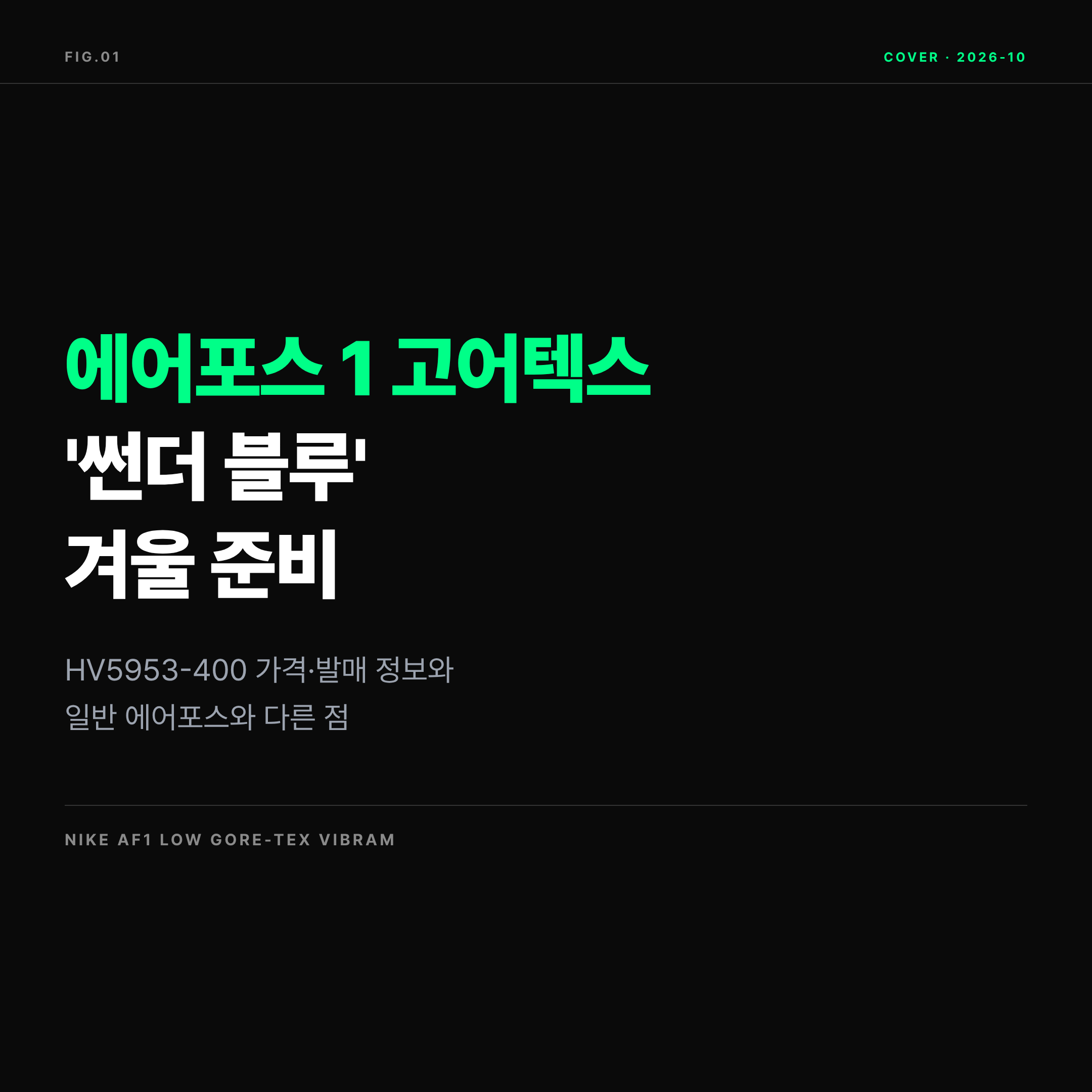 2026 나이키 에어포스 1 로우 고어텍스 썬더 블루 표지