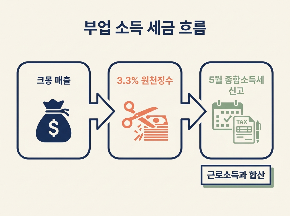 프리랜서 부업 소득 3.3% 원천징수 후 종합소득세 신고 흐름