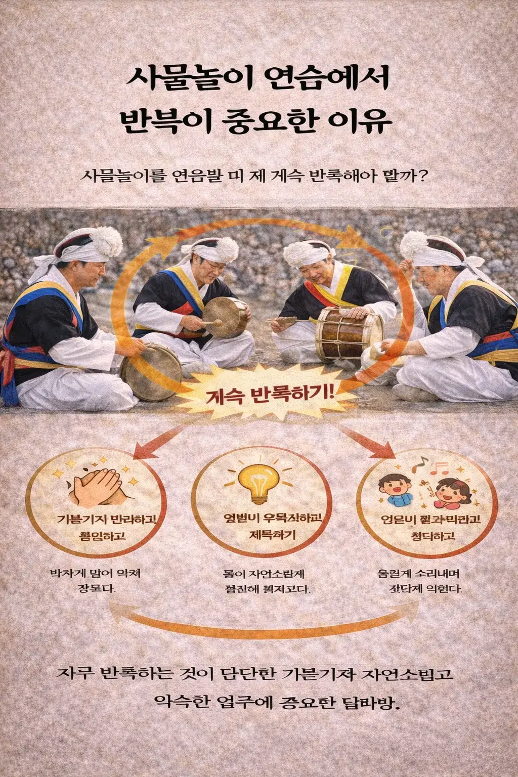 사물놀이 연습에서 반복이 중요한 이유