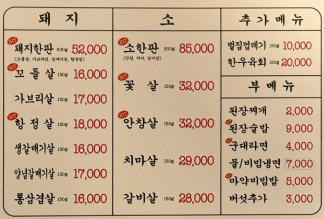 메뉴판