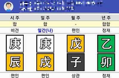 만세력 사주 조회 결과 화면