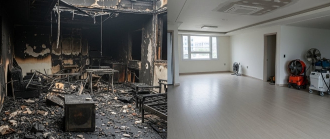 진안 화재 청소 후 복구중