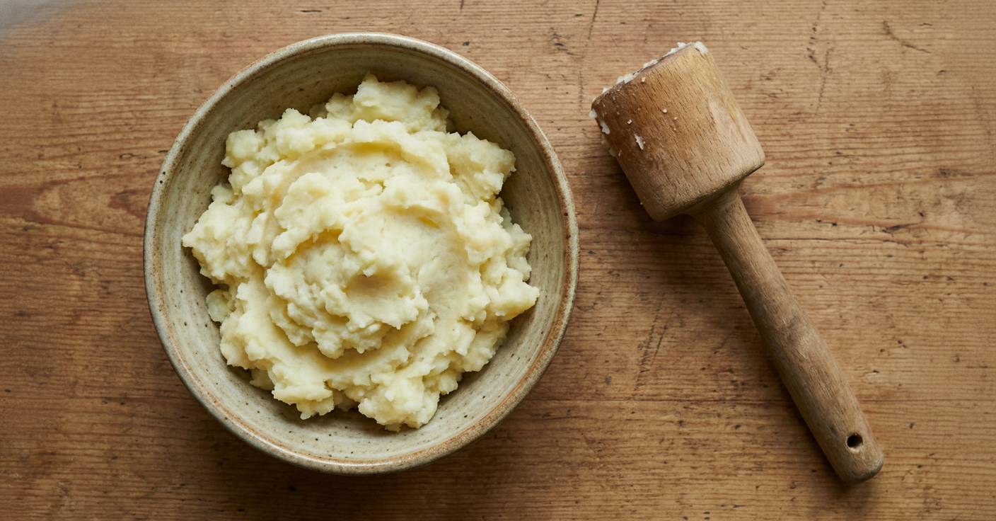 버터나 우유를 넣지 않고 소금만 최소한으로 사용한 으깬 감자