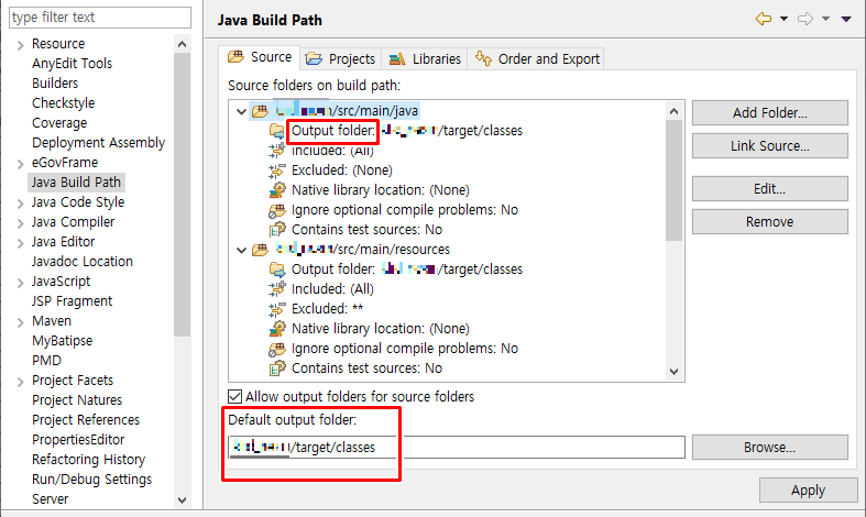 Properties의 Java Build Path