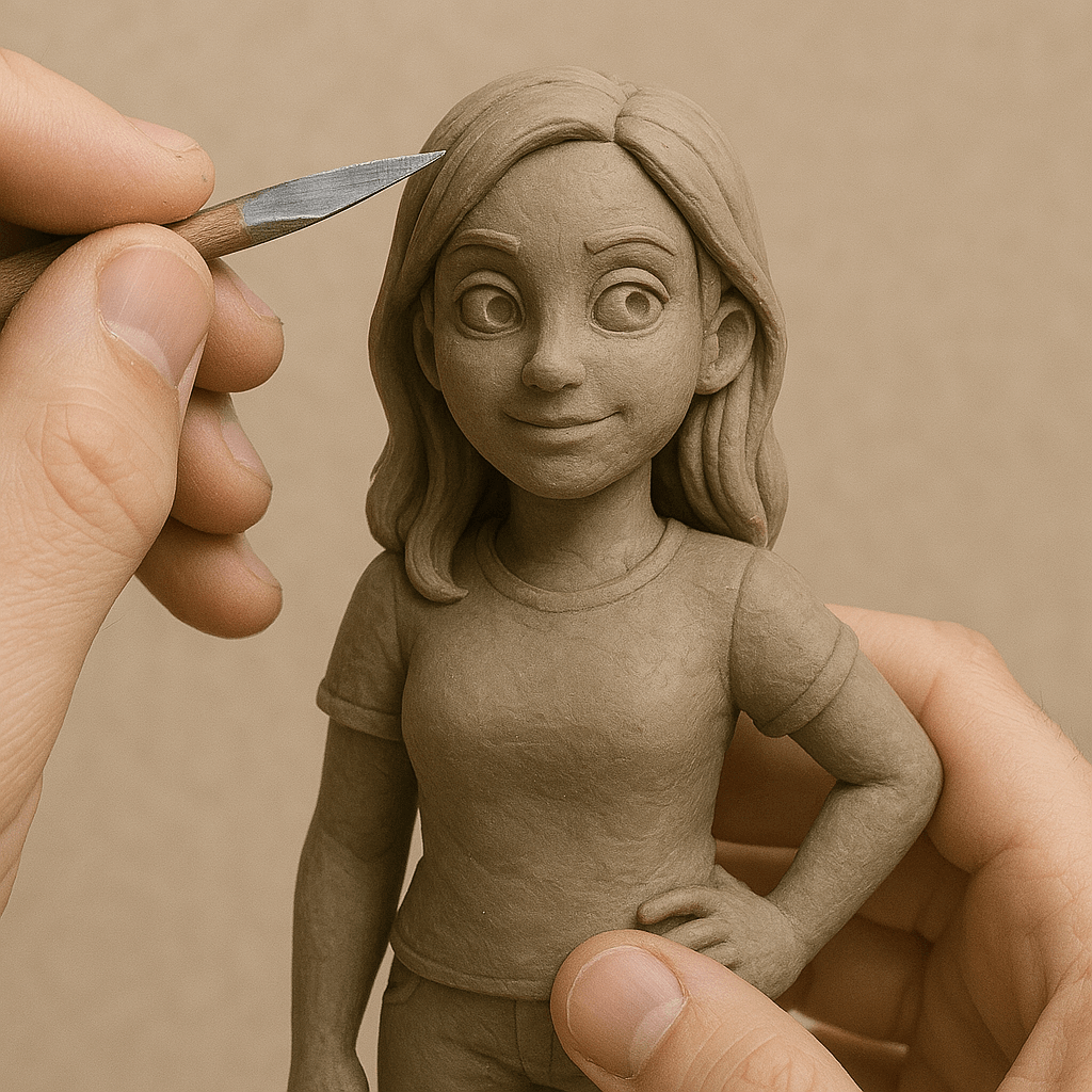 조각 중인 점토 피규어