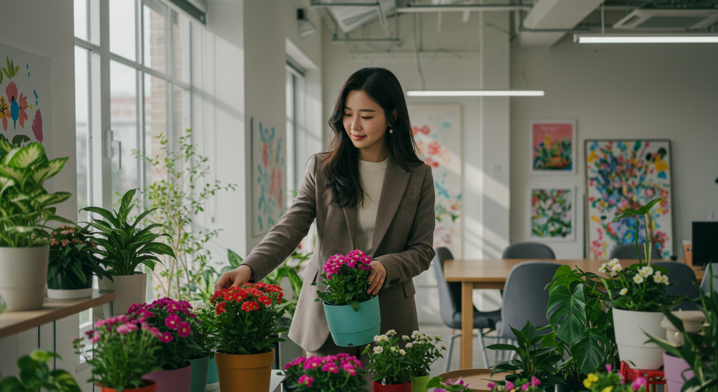 사무실 파티션 화분