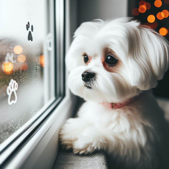 질투 많은 무릎 강아지 말티즈(Maltese) 눈물자국