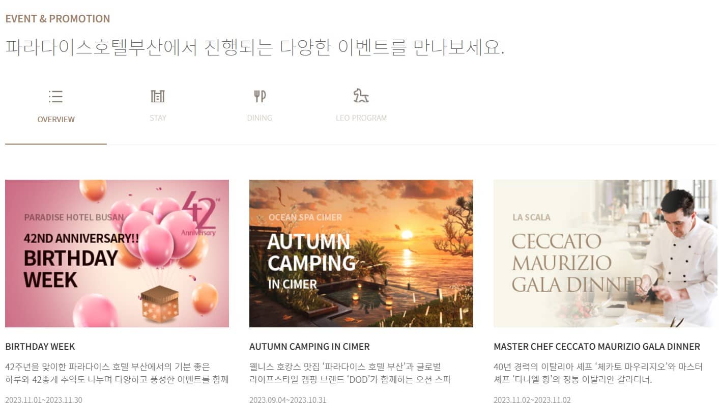 파라다이스호텔-프로모션