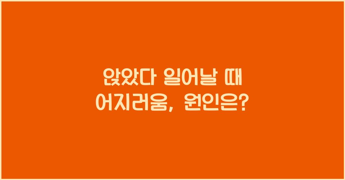 앉았다 일어날때 어지러움