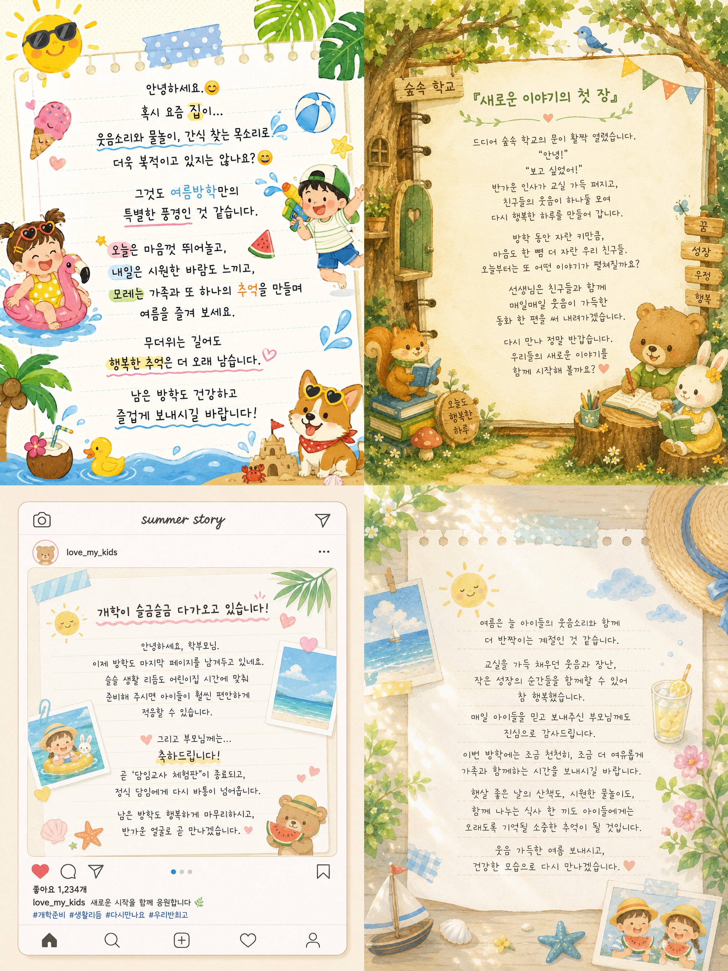 여름방학 인사말 카드 이미지