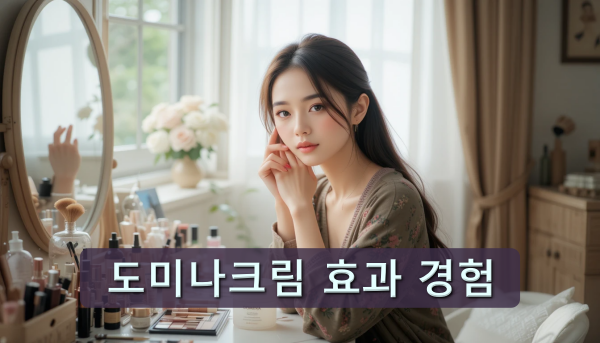 세안 후 도미나 크림을 얼굴에 바르는 한국 여성의 모습