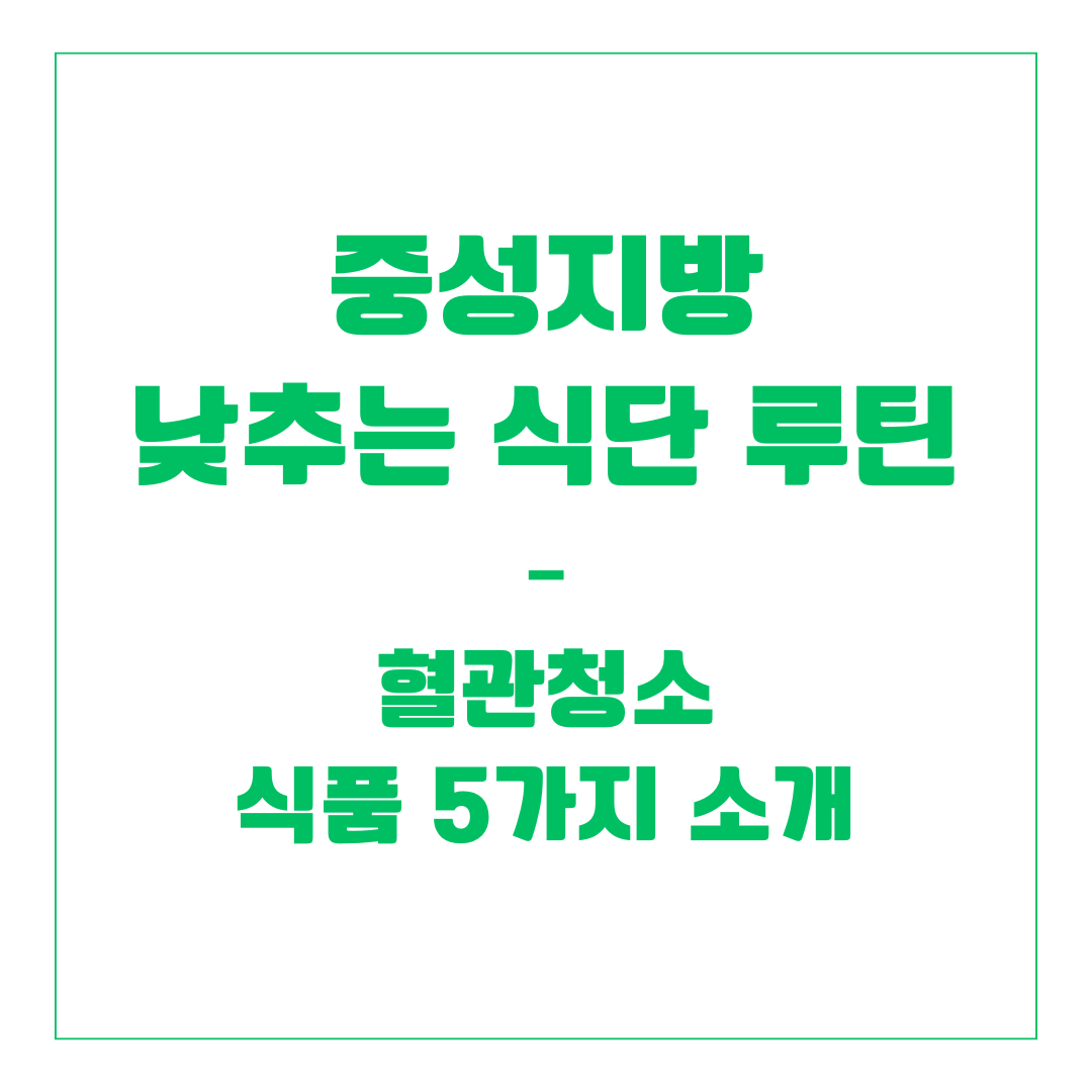 중성지방 낮추는 식단 루틴 – 혈관청소 식품 5가지 소개