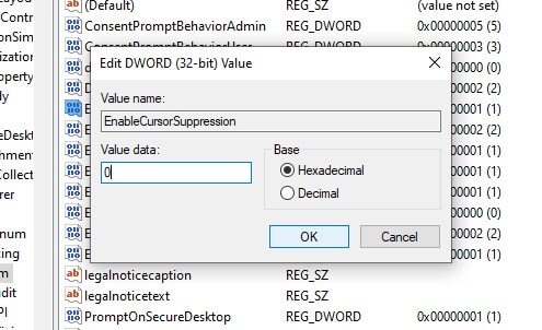 윈도우 레지스트리 메뉴의 시스템 세팅
