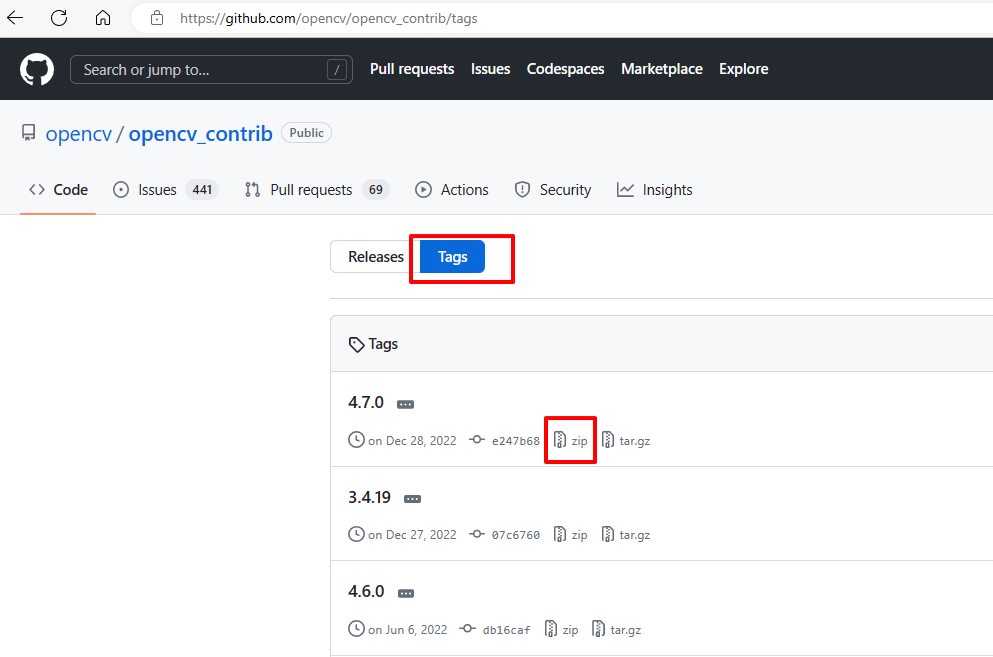 github opencv_contrib 소스 다운로드