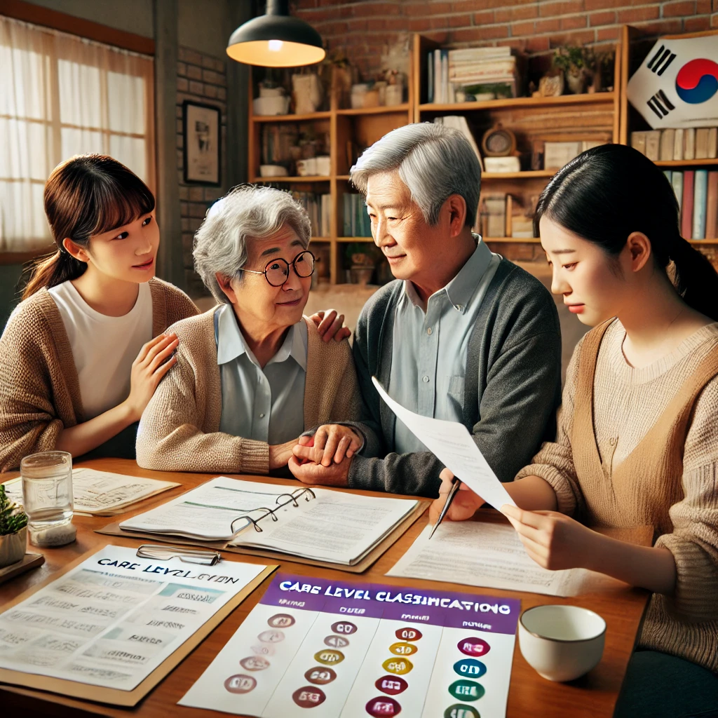 노인부부의 요양등급에 따른 가족 돌봄 사진