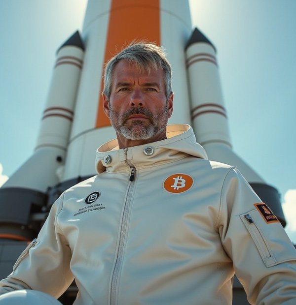 우주복을 입고있는 마이클 세일러