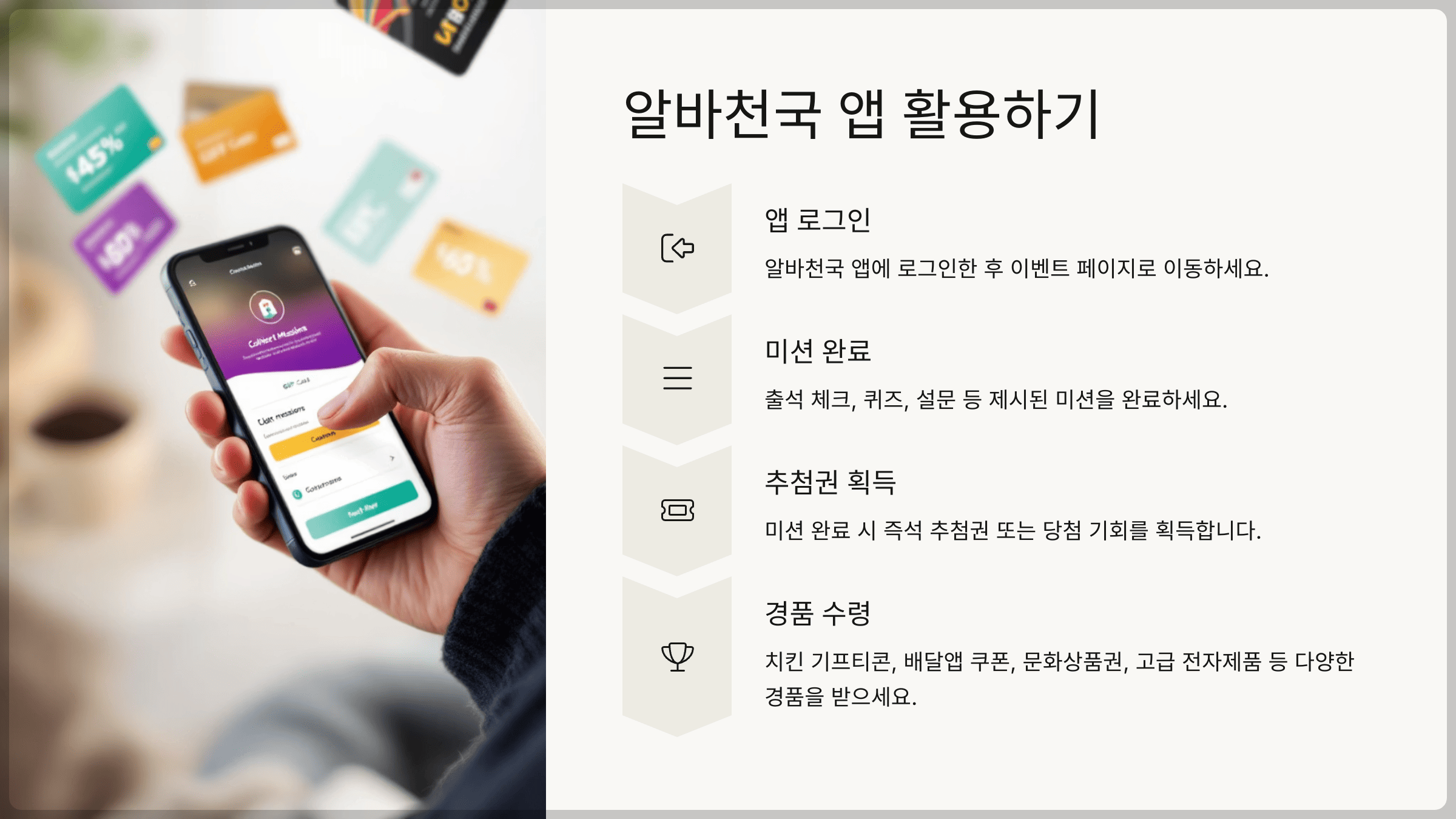 매일 도전하고 선물 받기: 알바천국 앱 활용