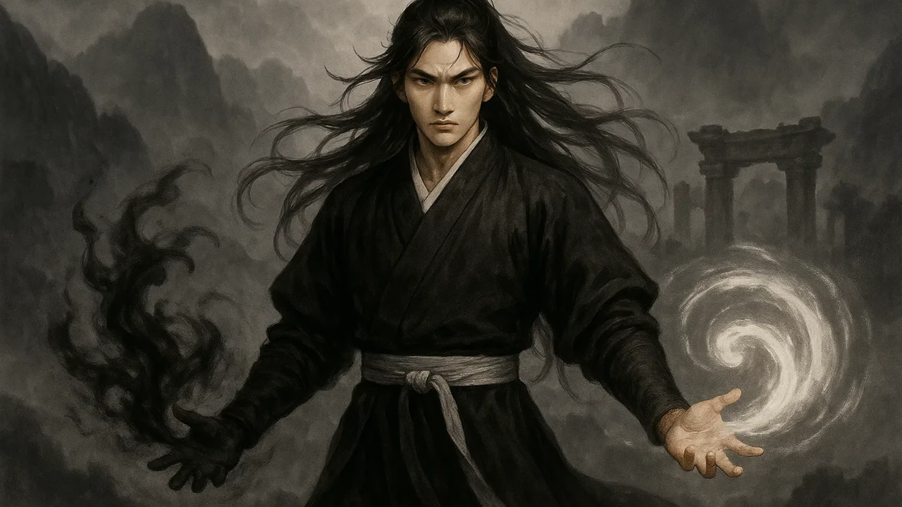 흑백무제 웹소설 표지와 주인공 연호정의 강렬한 이미지가 담긴 대표 이미지