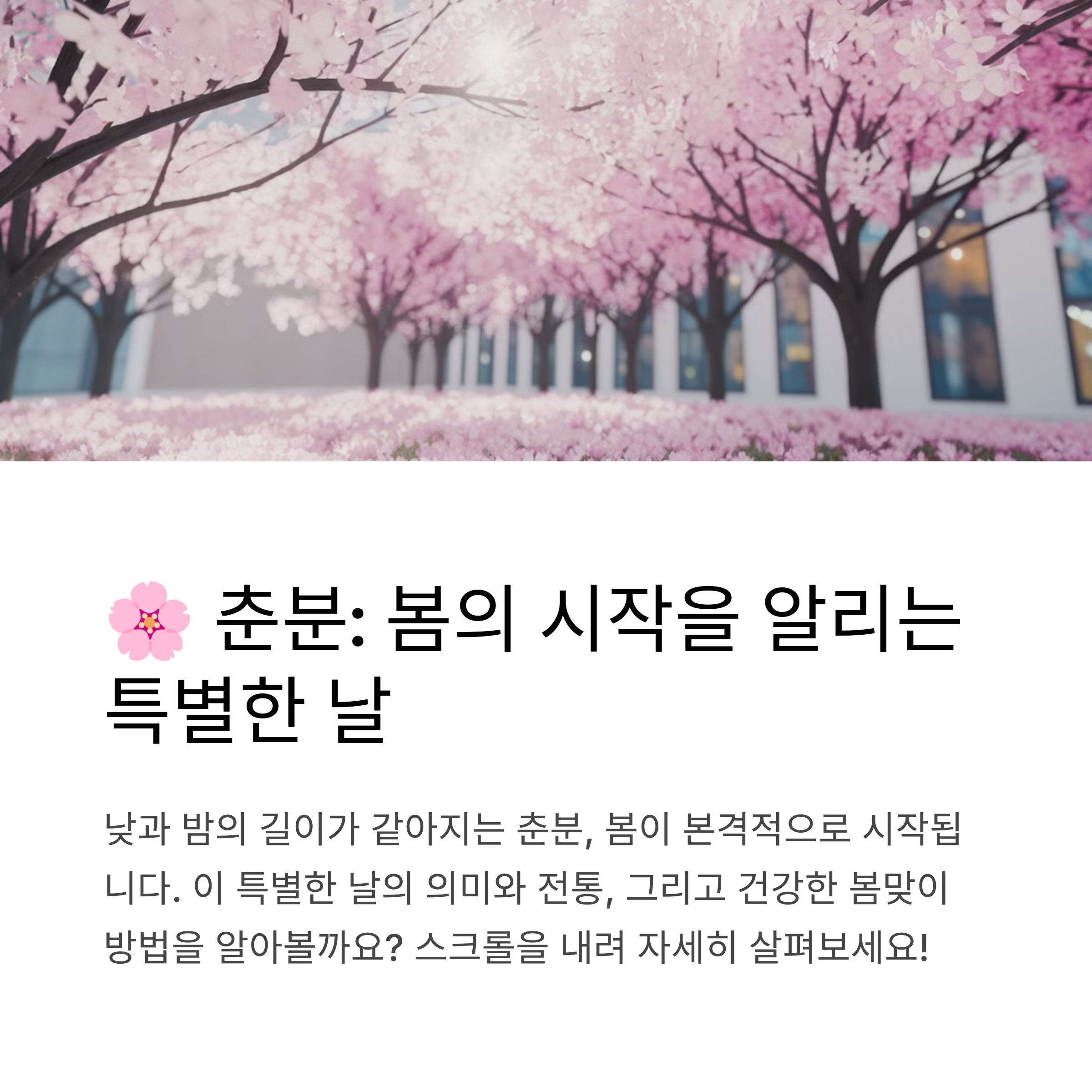 춘분: 낮과 밤이 같은 날, 봄이 시작되는 순간