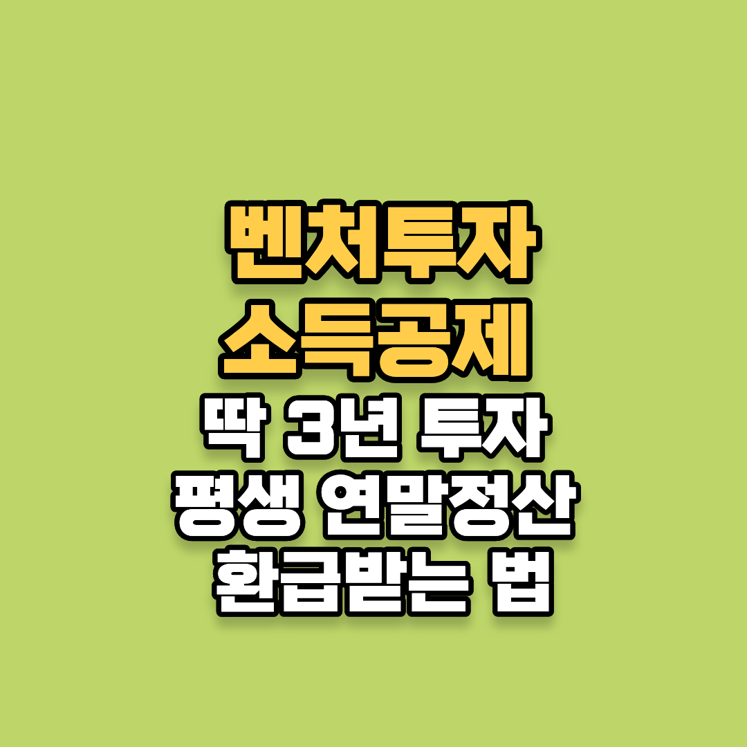 벤처투자 소득공제, 딱 3년만 투자하고 평생 연말정산 환급받는 법