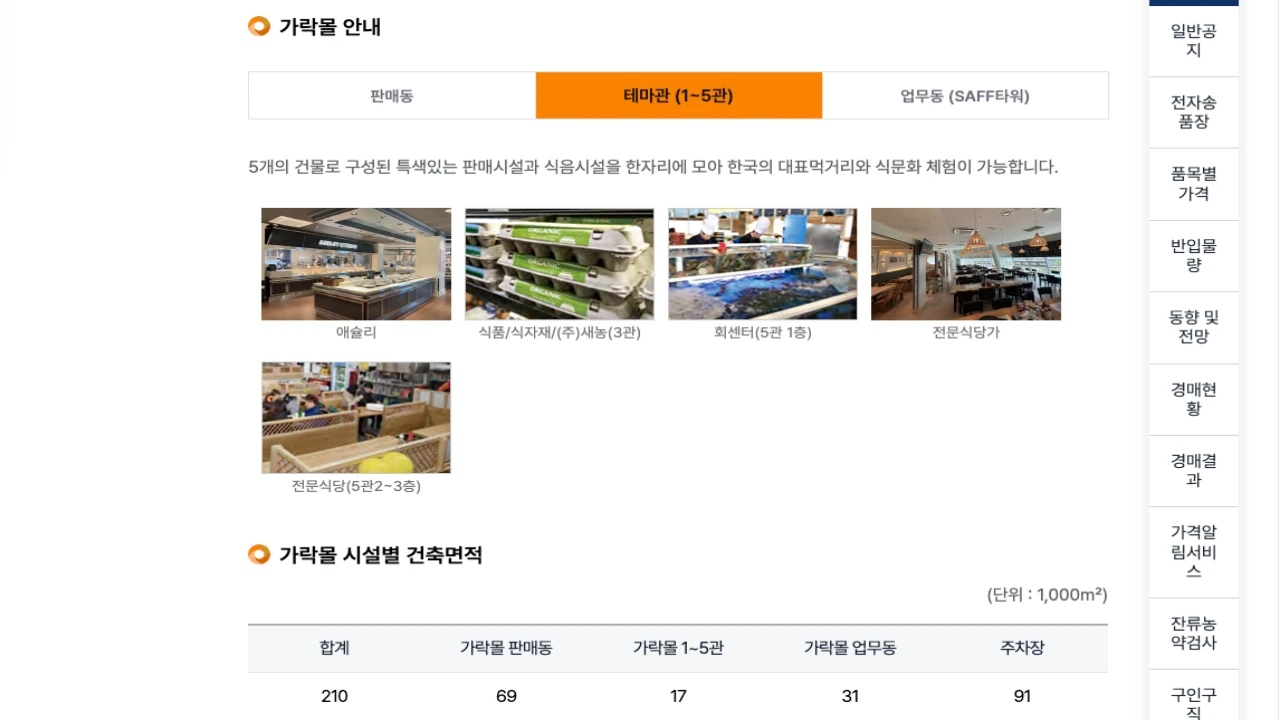 가락몰 5관 1층 회센터 공식 안내