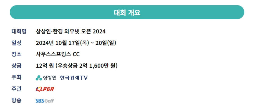  상상인 한경 와우넷 오픈 2024 우승자 