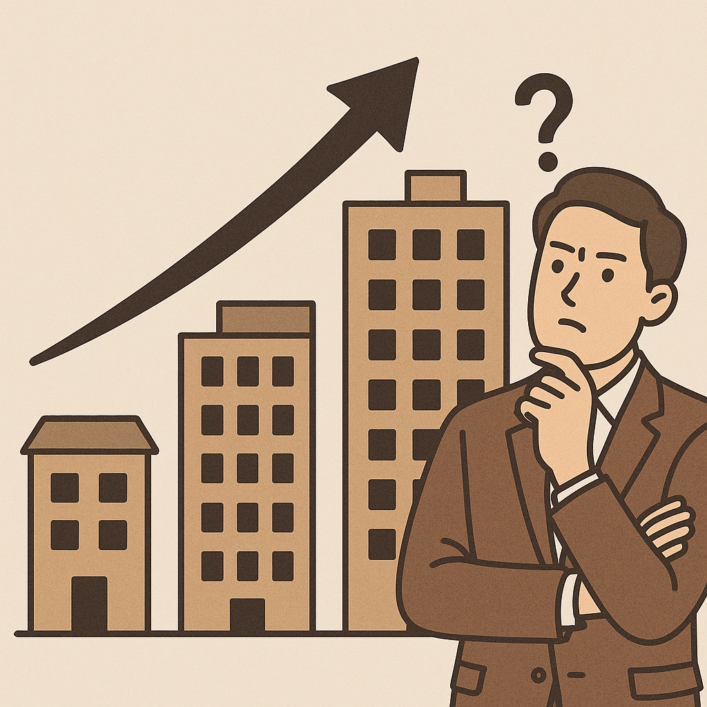 대출 규제로 인해 아파트 가격이 상승하는 모습을 구현한 그림