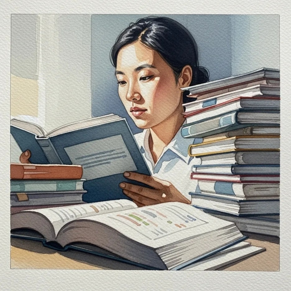 재무 서적을 읽으며 투자 준비에 집중하는 사람