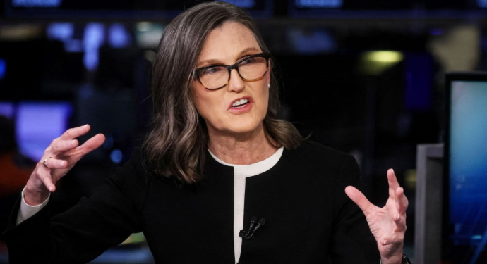 금융-토론에서-발언-중인-캐시-우드-아크-인베스트-대표이자-혁신-기술-투자와-미래-전략을-강조하는-이미지