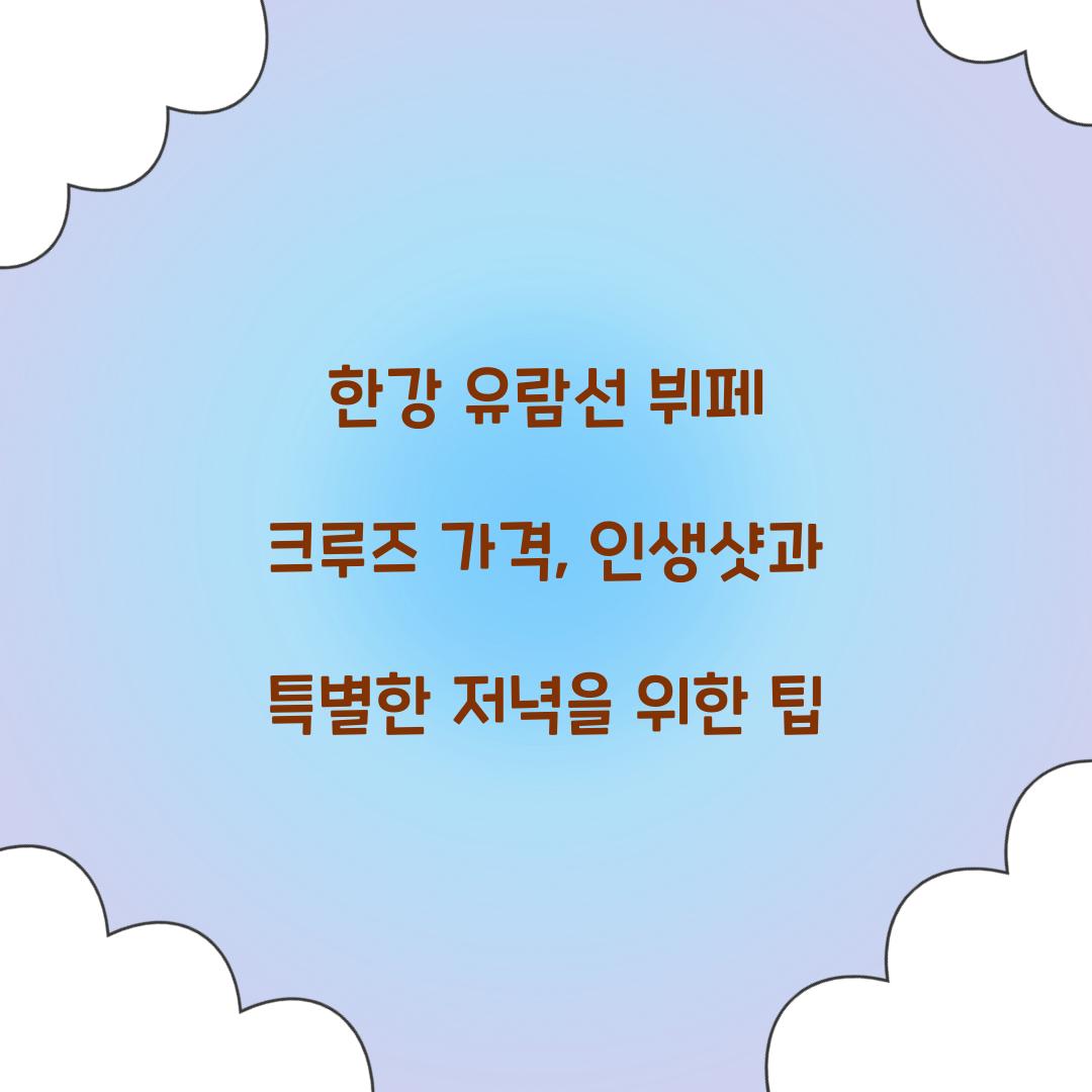 한강 유람선 뷔페 크루즈 가격