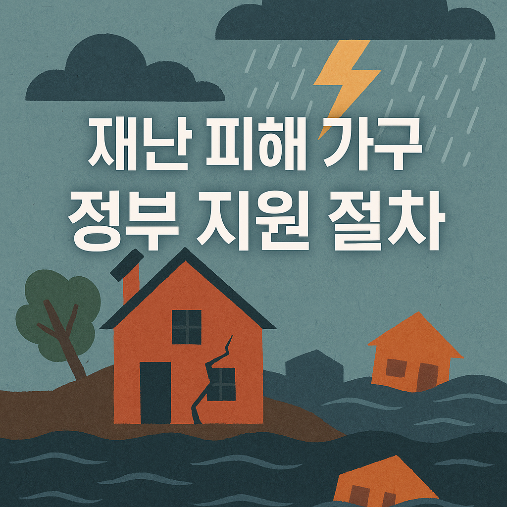 재난 피해 가구 정부 지원 절차 포스터 이미지