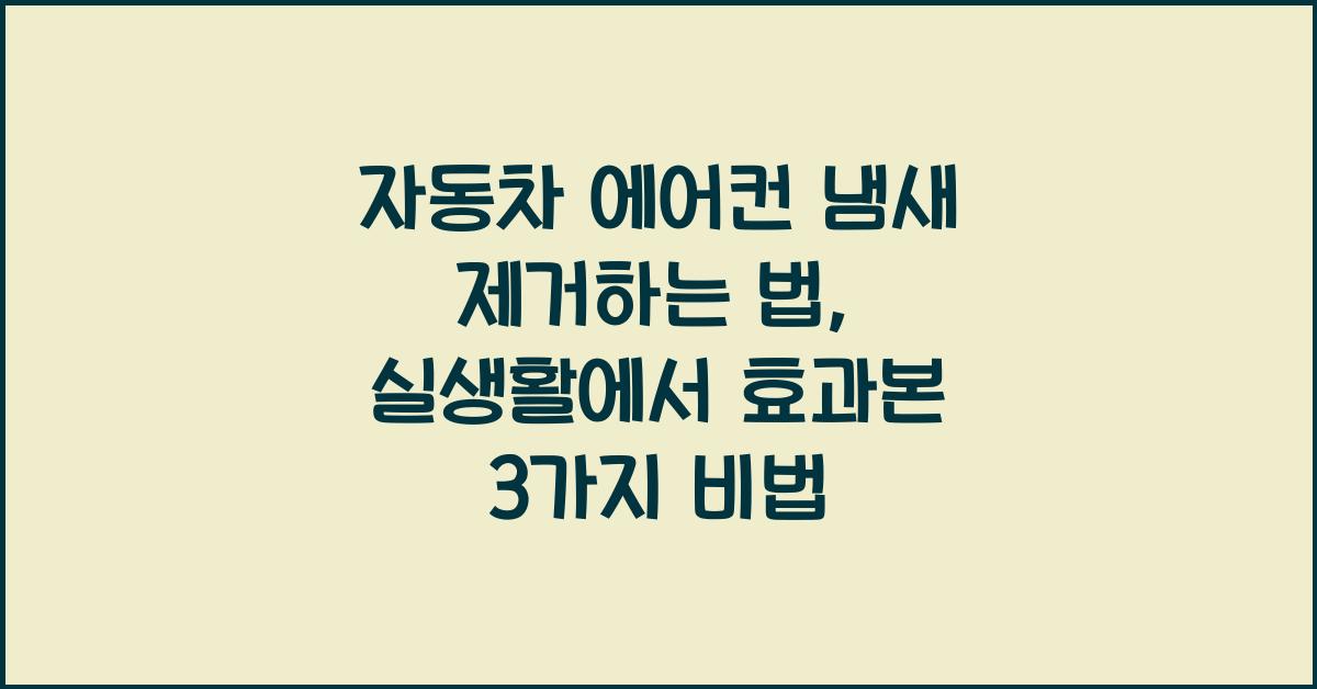 자동차 에어컨 냄새 제거하는 법, 살균 효과 확실한 3가지 비법