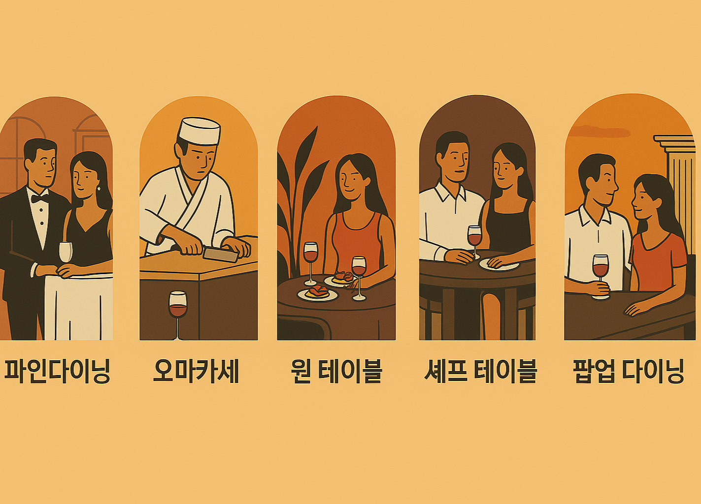 고급 식문화 용어 비교 도식 이미지