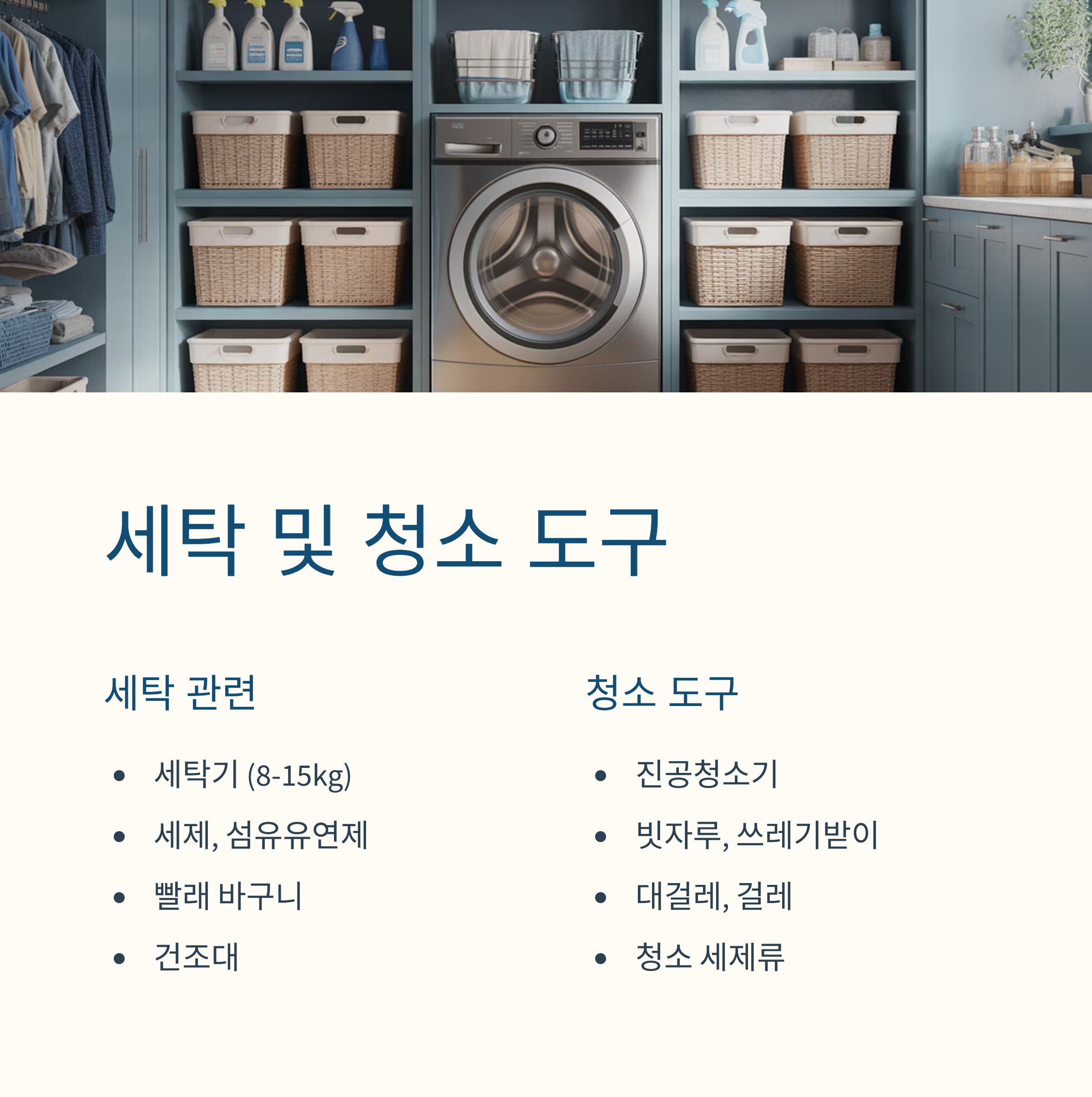 입주 필수용품 세탁 및 청소 도구
