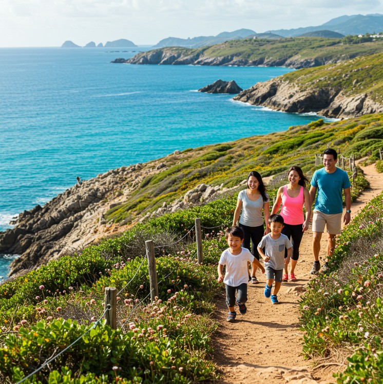 아이들과 함께 올랫길을 걷고 있는 모습의 이미지