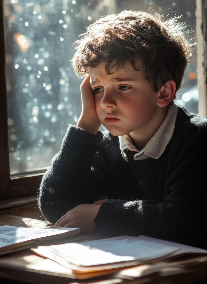 점점 수학이 어려운 초등학생아의 모습