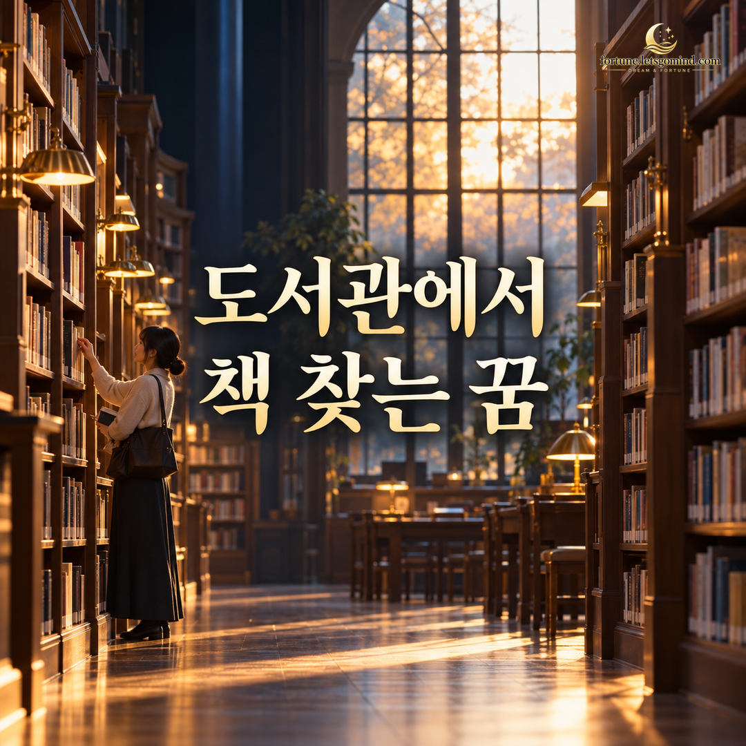 도서관에서 책 찾는 꿈 제목과 책장 사이에서 책을 고르는 장면