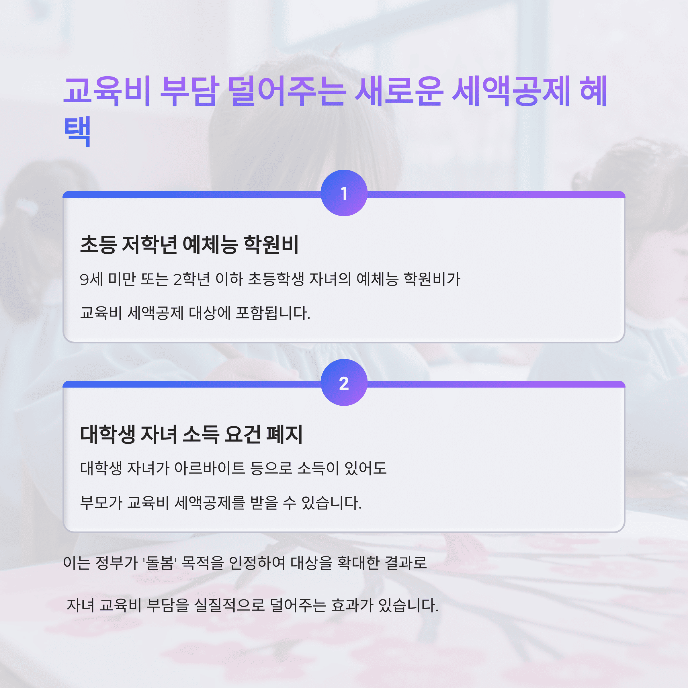 교육비 부담 덜어주는 세액공제 혜택