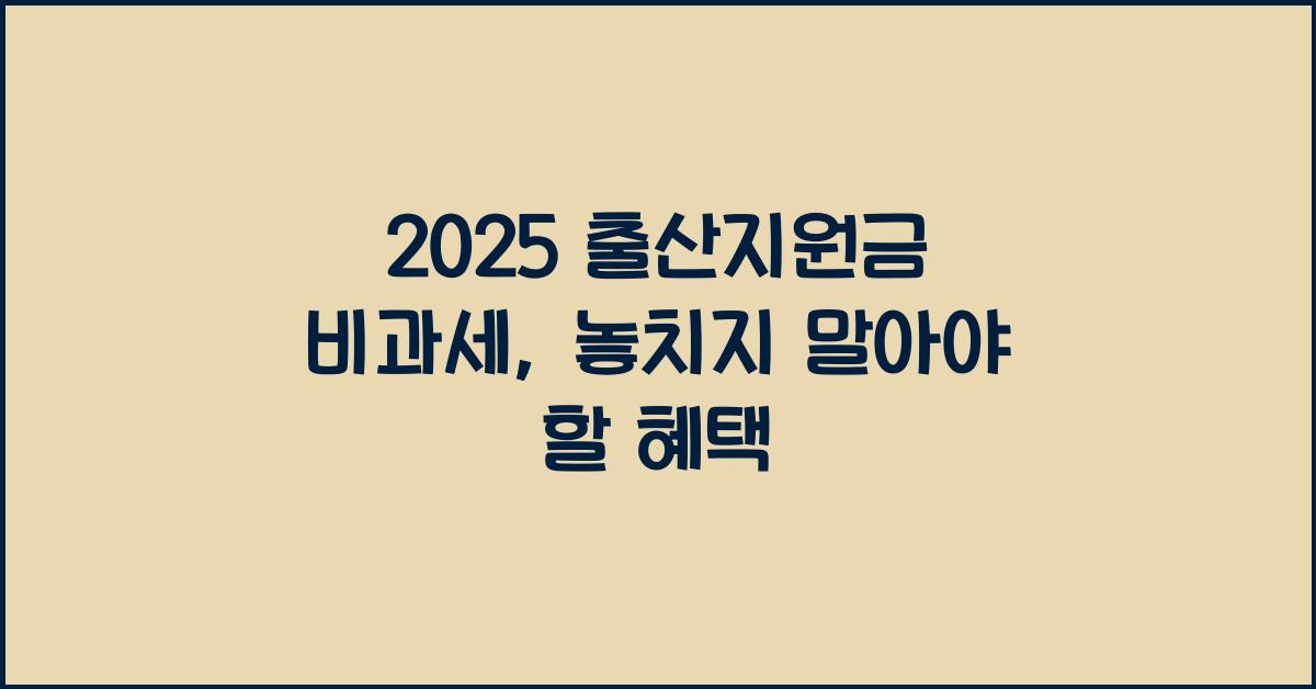2025 출산지원금 비과세