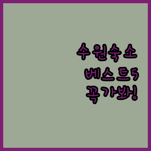 수원 여행 숙소 베스트 5 수원역 인..