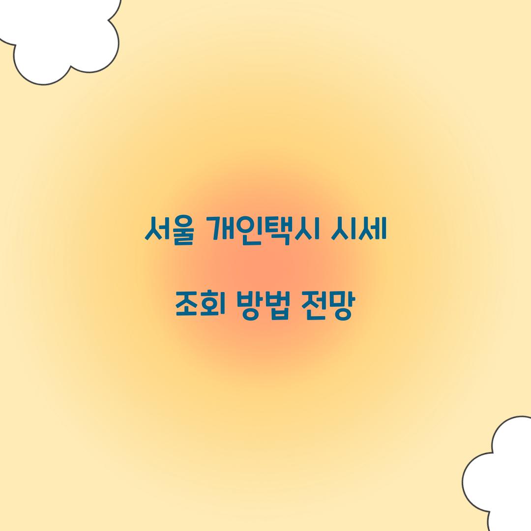 서울 개인택시 시세