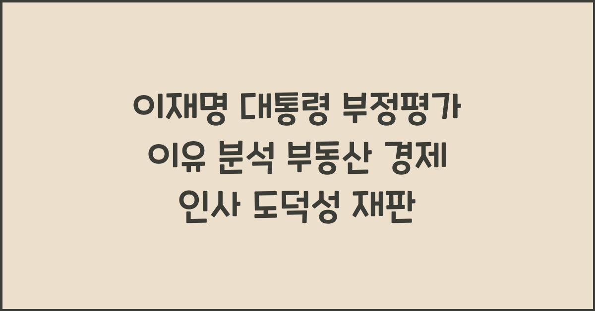 이재명 대통령 부정평가 이유 부동산 경제 인사 도덕성 재판