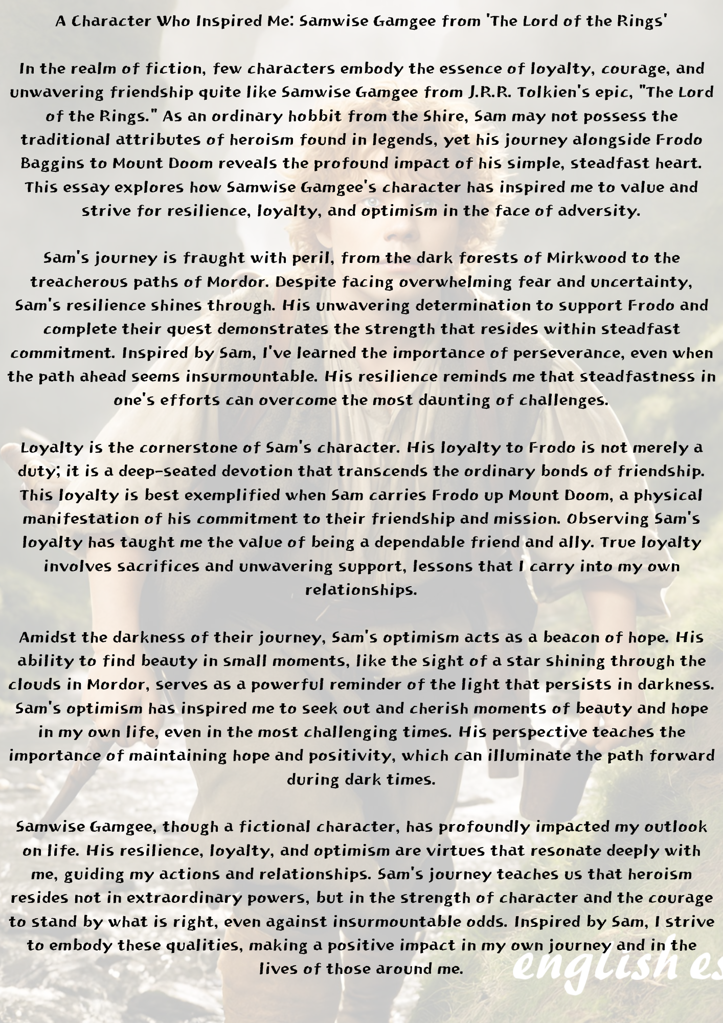 A Character Who Inspired Me: Samwise Gamgee from 'The Lord of the Rings'