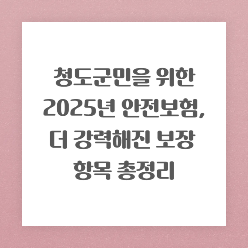 청도군민을 위한 2025년 안전보험, 더 강력해진 보장 항목 총정리