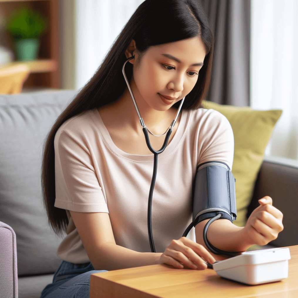 혈압 체크하는 여성