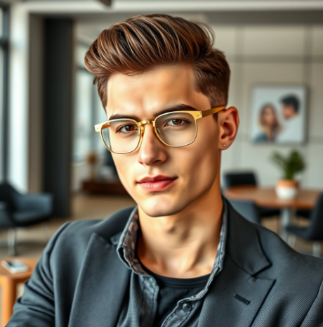 MZ 사장님 안경 쓴 멋진 남성 사진