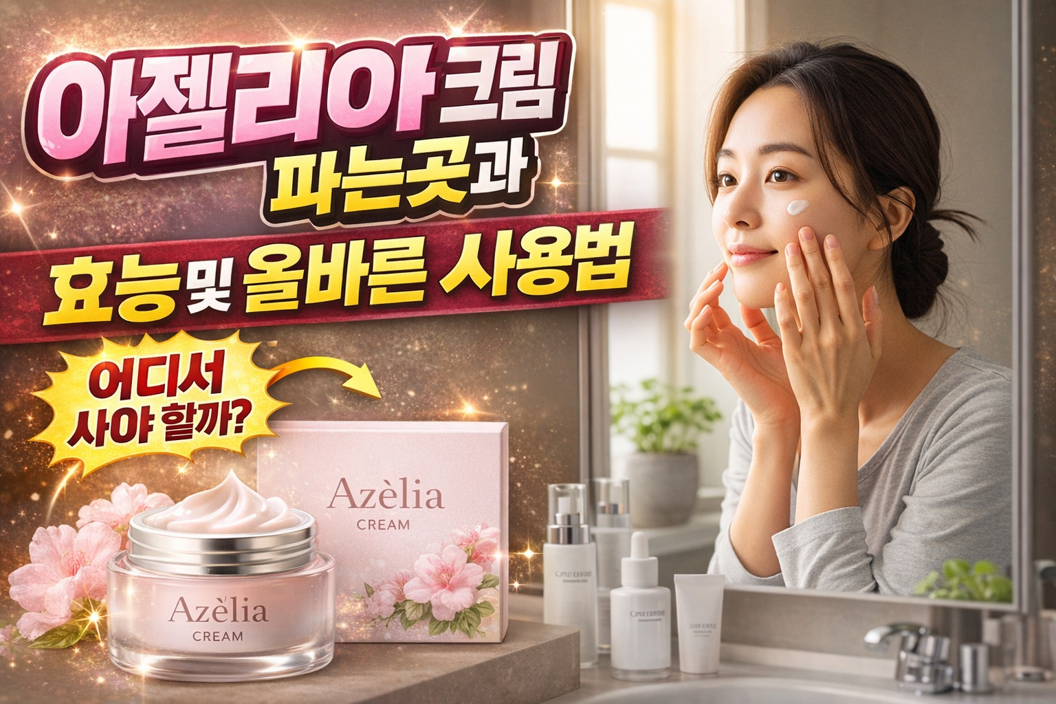 크림을-바르는-여성과-아젤리아크림-파는곳과-사용법을-알려주는-썸네일